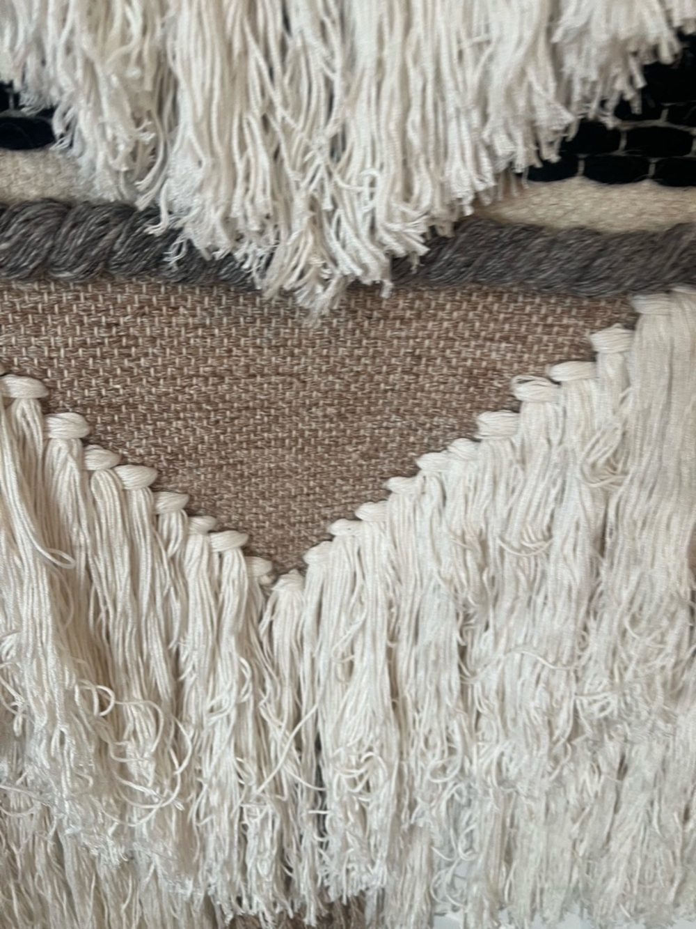 Large Handwoven Cream and Black Wall Hanging Tapestry - Brand wool wall art - Picture 5 of 10